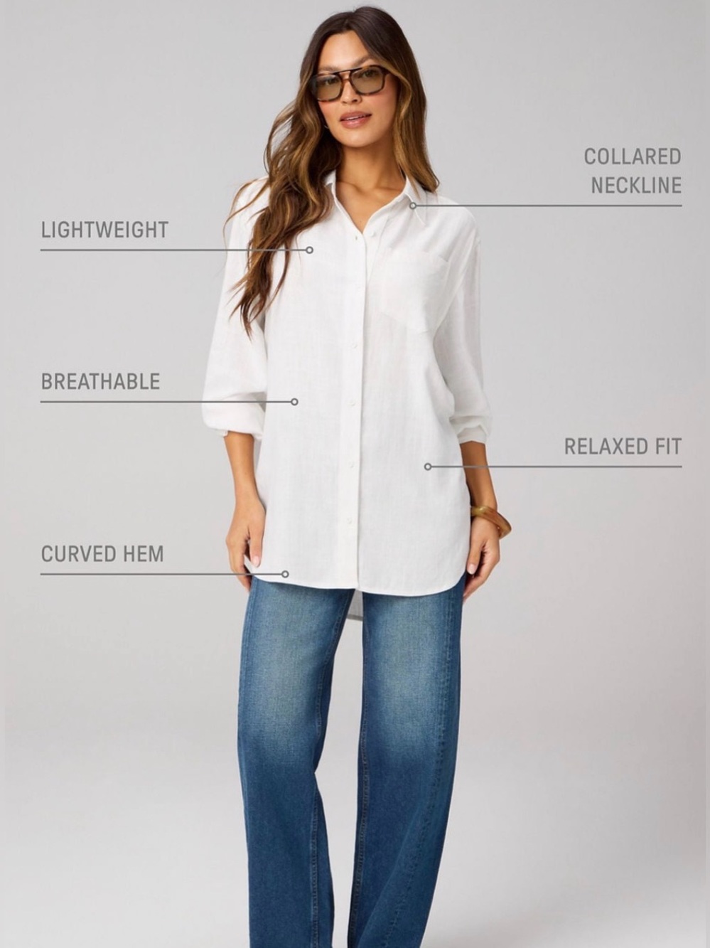 Fabletics Lifestyle Linen Oversized Button-Up Shirt - Picture 5 of 5